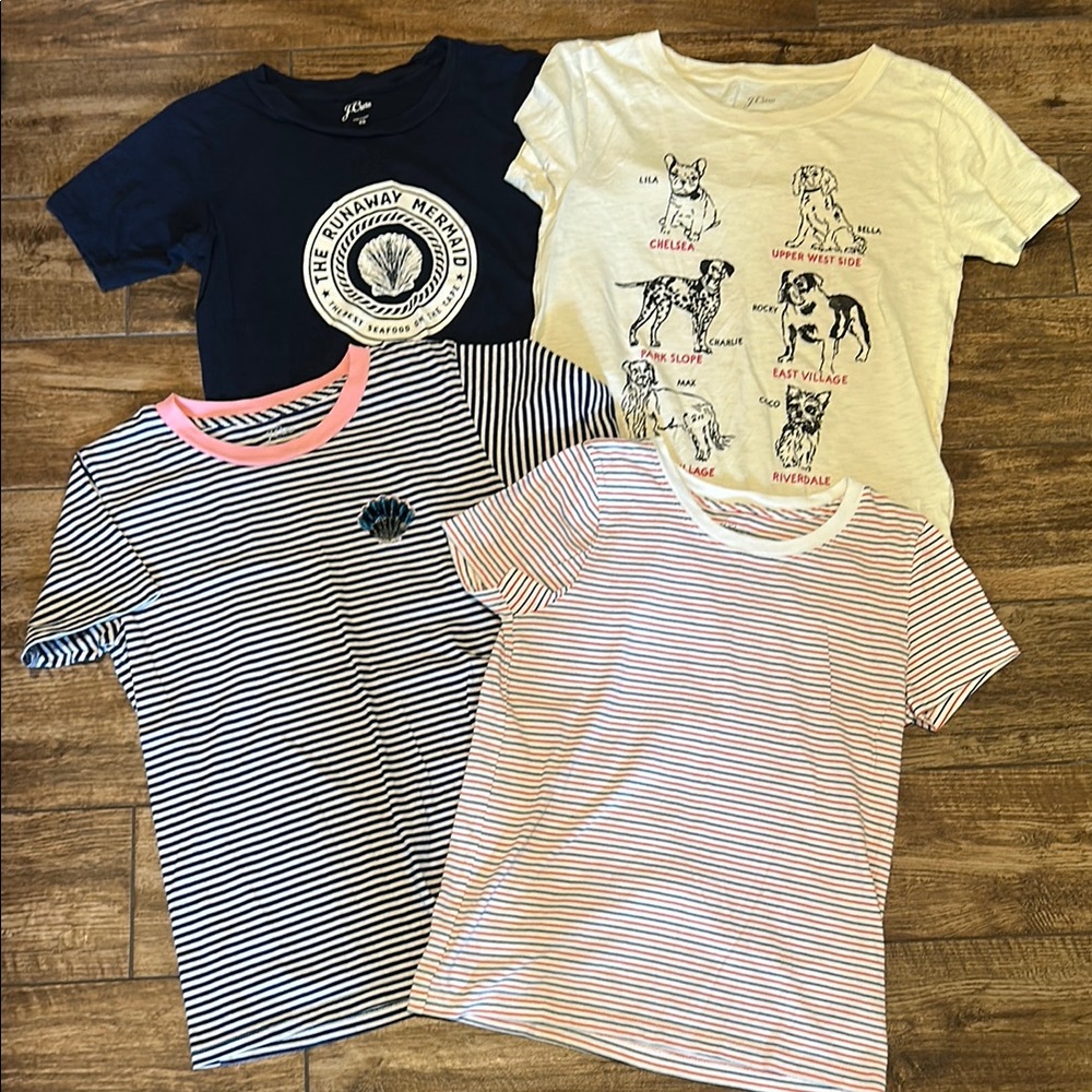 J. Crew Kids Graphic and Striped Tees (4) in bundle. Girls Teen Size XS